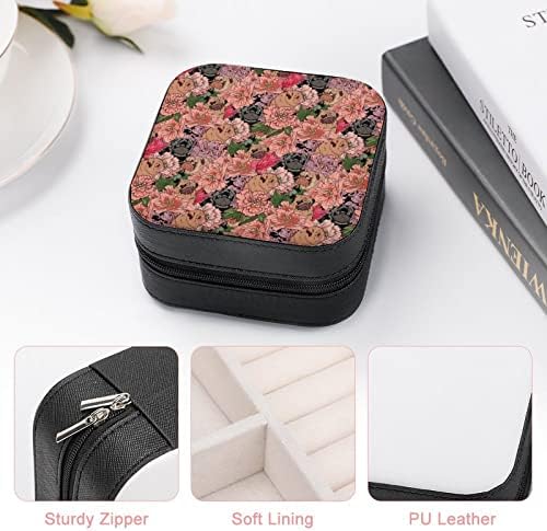 Сладки Мопсчетата Розови Кутии За Бижута, Изкуствена Кожа Портативен Дисплей Кутия За Съхранение на Притежателя Мини Торбичка за Подарък Жени