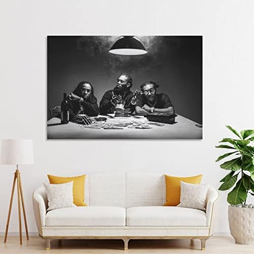 Плакат на рап-групата Отпечатва черно-бели Трима мъже Под светлината на Платното за Стенен монтаж Арт Принт на Платно Плакат Декоративна живопис Съвременно Изкуст