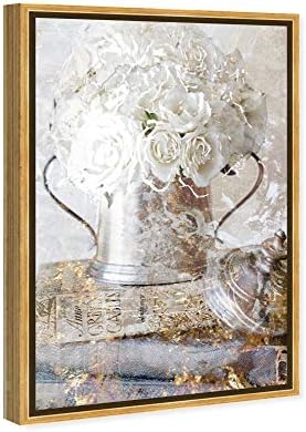 Компания Oliver Gal Artist Co. Стенен отпечатъци върху платно цветя и ботанически рамките на Романтична роза с флорални мотиви 24 x 36