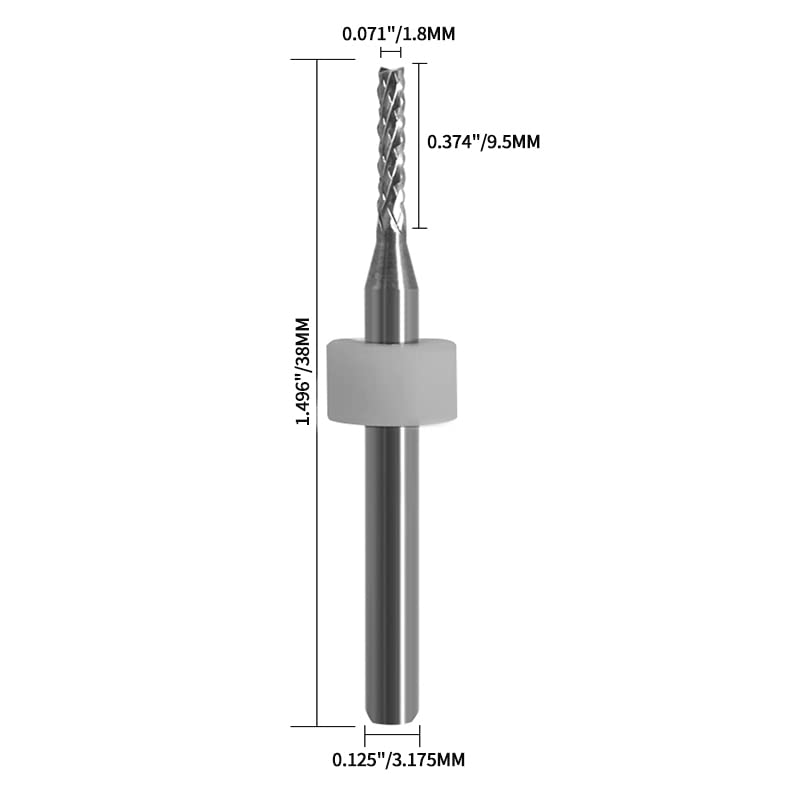 AUGUSTTOOLS 1,8 мм твердосплавная бележка fresa, гравировальная машина, фрези с ЦПУ за печатни платки, 1/8 джолан, опаковка от 10