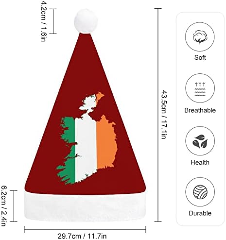 Карта на Ирландия, коледна шапка, шапка на Дядо Коледа, забавни коледни шапки, шапки за празнични партита за жени / мъже