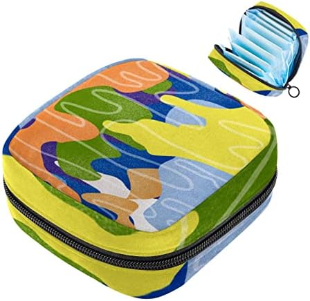 Чанта за съхранение на Хигиенни Кърпички ORYUEKAN, Преносими Многократна употреба Менструални Тампони джоб, Чанта за Съхранение на Тампони за Жени и Момичета, Абстрак?