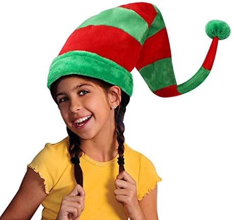 Дългите коледни Шапка Коледа шапка на Дядо Коледа клоун шапка cosplay костюм аксесоари новост капачка коледни партита празнична парти шапки подпори зелено и червено шарени шапка за деца, възрастни рокля нагоре