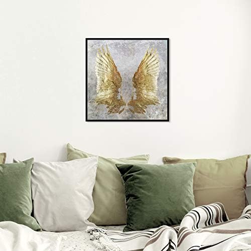 Компания Oliver Gal Artist Co. Модерен и Очарователен стенни отпечатъци върху платно My Golden Wings Home Décor, 20x20, Черна рамка