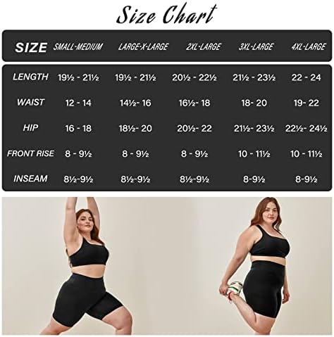 TNNZEET 2 опаковки Байкерских шорти размер на Плюс с висока талия 8 инча за жени —Мазни Меки Черни къси Панталони за йога (2X, 3X, 4X)
