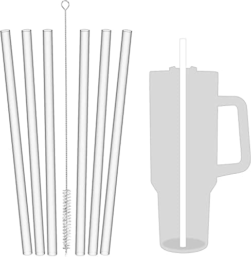 Замяна соломинка, съвместима с чаша Stanley 40 на 30 грама, 6 Опаковки Многократно соломинок от почистването с четка за чаши Stanley Adventure Travel, Пластмасова Прозрачна соломинк