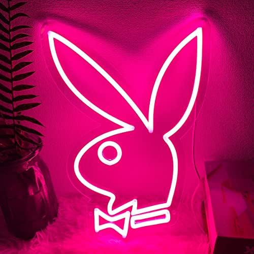 Неонова реклама с Rabbit Easter За Led Стена Декор Бизнес-Магазини, Лого Фризьорски салони Неонови Светлини 5V USB за Рожден Ден Led Word Indoor Обичай се захранва от USB Розово 40 см