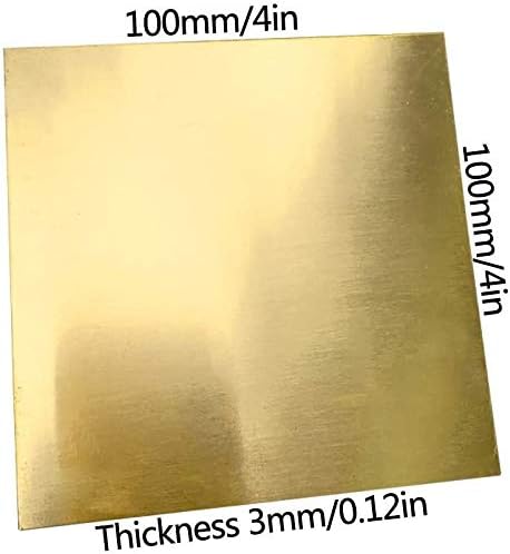 YIWANGO Месинг лист с Дебелина 0,11 инча, Меден лист 8х8 инча за обработка на метали, различни спецификации, Лист от чиста мед (размер: 100x100 мм)