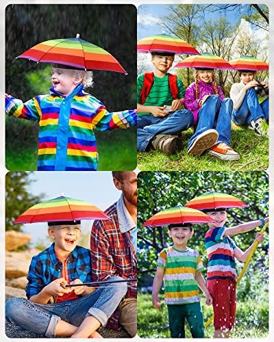 12 бр чадър, шапка, чадър на дъгата на капака на главата чадър-шапка за възрастни, деца, жени, мъже от 20 инча многоцветен чадър-шапка с ластик Спорт на открито сгъваем ?