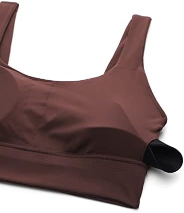 Спортен сутиен CRZ YOGA Womens Butterluxe U Back с Кръгло деколте и Мека Подплата, Сутиен за йога за тренировки с Вграден бюстгальтером