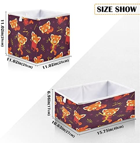Кошница за съхранение на Blueangle Red Panda Cube, 11 x 11 x 11 см, Голяма Сгъваема Кошница-Органайзер за Дома (410)