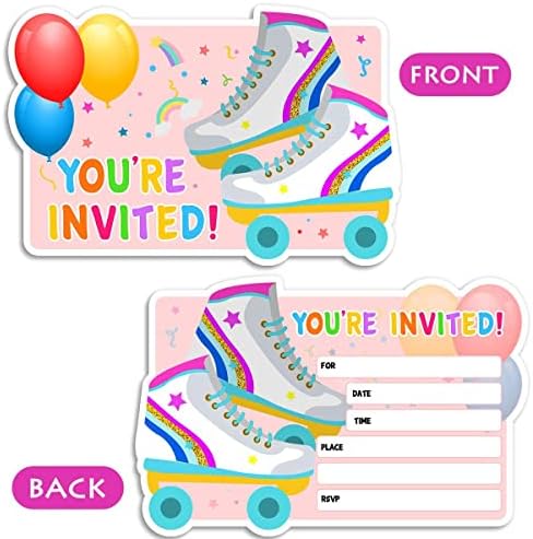 Покани за рожден Ден на ролкови кънки - 30 Безплатни Картички с Конвертами