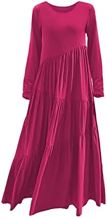 Летни рокли Ailezt за Жени 2023, Дамски Ежедневни Пола Свободно Намаляване с Дълъг ръкав, Кръгло деколте и Гащеризон