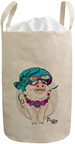 Кошница за дрехи, Сгъваема Прасе с Розови Очила кош За Мръсни Дрехи Водоустойчива Чанта Органайзер За Съхранение на Бельо