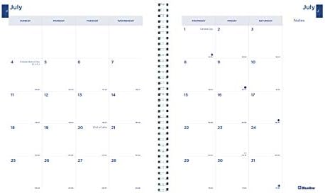 Месечен учебен дневник Blueline, на 14 месеца, от юли 2021 до август 2022, Двухпроводный корици, Полиетиленово покритие, 11 x 8,5, Дизайн на кабината, черен (CA714PI.03-22)