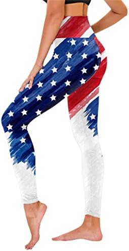 Американски Флаг Патриотични Гамаши За Жени С Контрол на Корема Флаг на САЩ Тънък Панталон-Молив За Упражнения, Компресия Спортни Чорапогащи