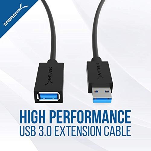 Удлинительный кабел SABRENT USB 3.0 от мъжете към жените [Черен] 3 фута + Удлинительный кабел USB 3.0 от мъжете към жените [Черен] 10 метра