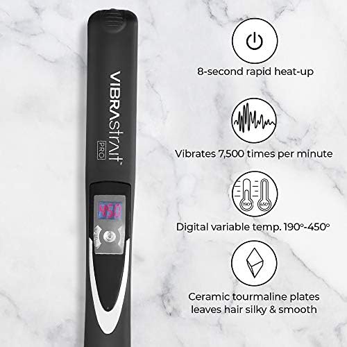 Вибриращ Керамични Йонна утюжок Vibrastrait Pro с турмалин, 1 инча | най-Бързият Керамични преси за коса без вълна | Леко, Нежно плъзгане за генериране на вълни, къдрици, гладка коса | Професионални Инструменти За оформяне