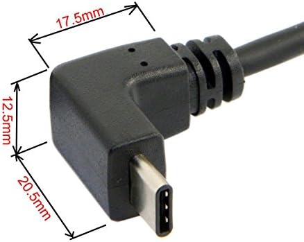 cablecc USB 3.1 USB-C Обратими, Наклоненный на 90 Градуса Нагоре Штекерный Кабел за предаване на данни за Таблет телефон
