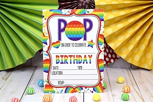 Покани за парти в стила на Попър с игрушечным Непоседой за рожден ден за деца, 20 Картички с размер 5 x 7 инча с двадесет бели конвертами от AmandaCreation