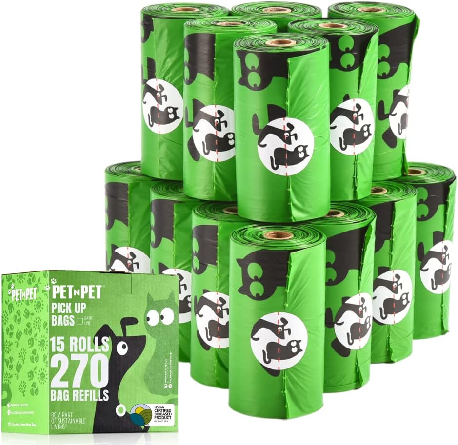 Чанта за кучешки какашек ПЕТ N, сертифицирани от Министерството на селското стопанство на САЩ пакети за какашек 38% биологична основа за кучета - 270/540 парчета в 15/30 ро?