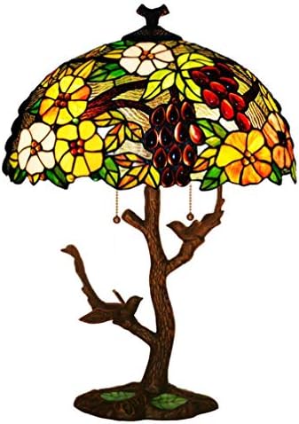 Настолна Лампа в стил Тифани Ръчно изработени 17-Инчов Лампа E27 Притежателя лампи С Основа От Сплав С Шарките на Лоба Стъклена Лампа Декоративна Настолна Лампа