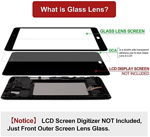 Замяна на обектива на предния панел от стъкло SWARK + ЗЗД Съвместимост с Samsung Galaxy Tab A7 Lite 8,7 см SM-T225, SM-T220 (без LCD екран и сензорен таблет) с комплект за ремонт