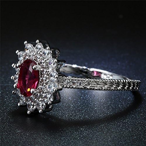 Дамски Модни 925 Сребърна Сватба На Принцеса Рубин Скъпоценен Камък Пръстен Бижута (9)