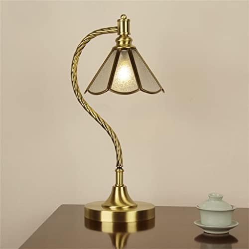 MMLLZEL Европейски Стил, Индивидуален Дизайн, Мед Светодиодна Настолна Лампа, Началната Дневна, Нощно Шкафче за Спалня, лампа за четене (Цвят: златен размер: 18x52 м)
