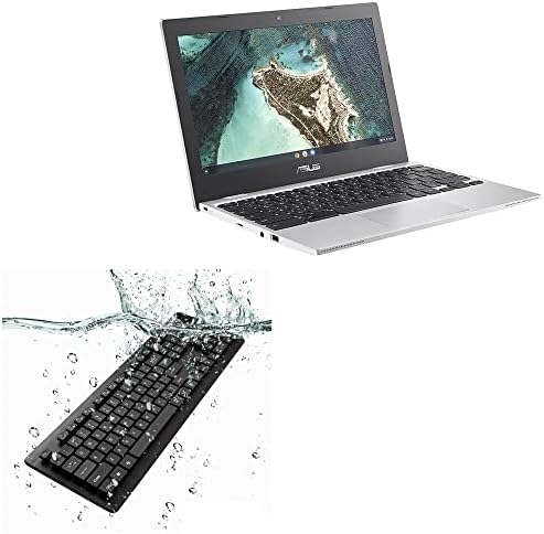 Клавиатурата на BoxWave, съвместима с ASUS Chromebook CX1 (CX1100) - Водоустойчив USB-клавиатура, моющаяся Водоустойчив USB-клавиатура за ASUS Chromebook CX1 (CX1100) - Черно jet black