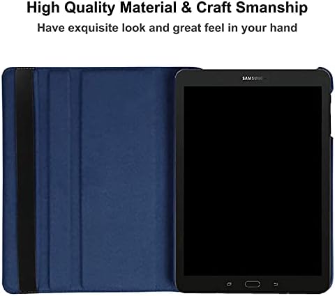 Калъф за Samsung Galaxy Tab 4 10,1 инча 2014 (SM-T530 T531 T535 T537) - Въртящи се на 360 градуса калъф-поставка, пълен Защитен smart-калъф, с писалка, защитно фолио за екрана (тъмно синьо)