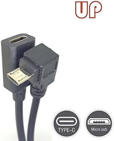 GuangMaoBo 90-Градусов Ъгъл Type-C Женски към Micro-B Micro мъжки USB Зареждане на Данни OTG Зарядно Устройство Конвертор Адаптер Захранващ Кабел [Ъгъл на наклон]