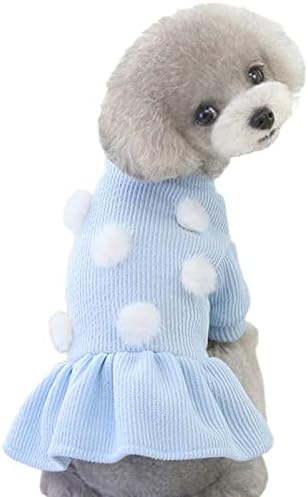 Рокля-пуловер за Прекрасни кучета Jecikelon, Топла Зимна Пола за малки Кученца, Вязаная Дрехи за кучета, дрехи за домашни Любимци за Малки до Средни Кучета (Blue1, X-Small)