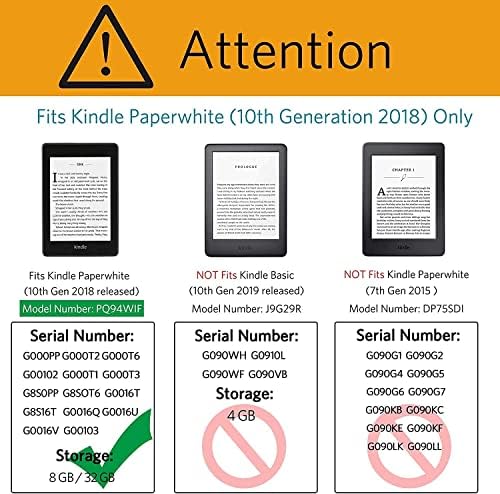 за 6-инчов Kindle Paperwhite 10-то поколение 2018 г. с автоматична функция за събуждане/сън (модел PQ94WIF) с каишка за ръка -ултра тънък калъф