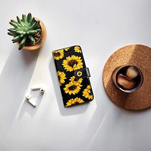 Калъф Shields Up за iPhone 13 Pro [Подвижни] Магнитен калъф-портфейл с държач за карти и каишка на китката, за момичета / жени, за Носене от [веганской на кожата] за Apple iPhone 13 Pro (6,1 инча) - Sunflower