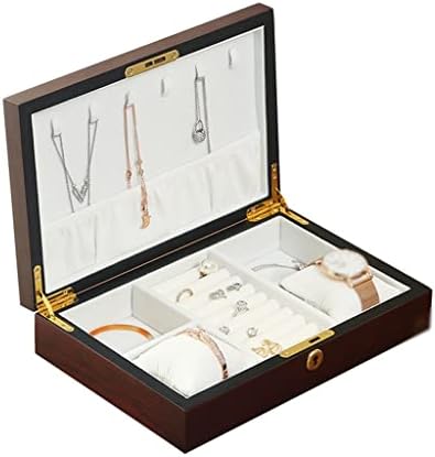 Кутия за Съхранение на DANN Кутия За Съхранение на Орех, С Ключ Ковчег За Бижута Часовници За Съхранение на Бижута Пръстен Ретро пътни настилки Съхранение