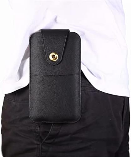 SDFGH Калъф-клипса за телефон от естествена кожа, Поясная чанта, Мъжка чанта за карта с цип, чанта-кобур (Цвят: E, размер: 5,2-6,1 инча)