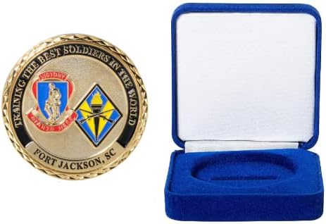 Армия на Съединените Щати на САЩ, Форт Джаксън Южна Каролина Е Монета на повикване Ние ще защитаваме Синьо Кадифе кутия за показване