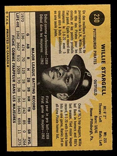 1971 O-Pee-Chee 230 Willey Старджелл Питсбърг Пайрэтс (Бейзболна картичка) NM Пирати