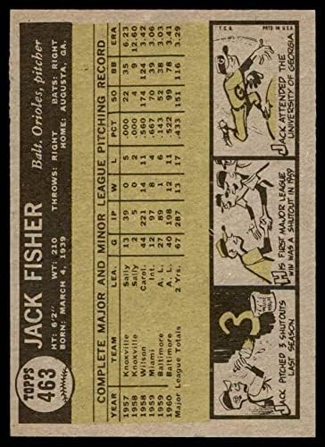 1961 Topps 463 JF Джак Фишер Балтимор Ориолс (бейзболна картичка) (отбор Брейвз на същия номер на карта) NM Ориолс