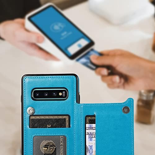Anyisposs Калъф за телефон Samsung Galaxy S10, една чанта-портфейл със защитно фолио, изработени от закалено стъкло и отделения за карти, калъф-поставка, Сгъваеми калъфи за моби?