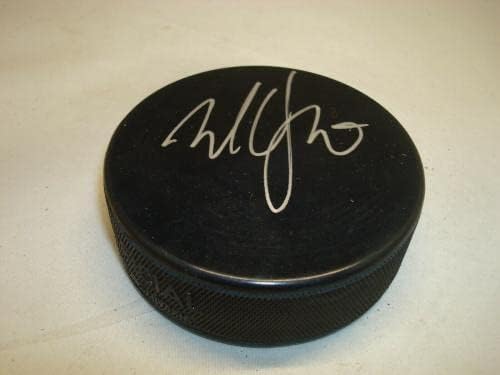 Майк Йео подписа Хокей шайба С Автограф 1A - за Миене на НХЛ с автограф