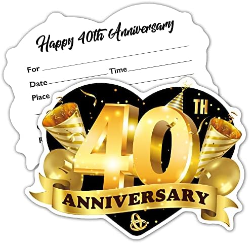 ZBBFSCSB 15 Опаковки Покани на 40-Годишнината от Сватбата е във формата на Сърце с Конвертами, Покана карта на парти в чест на 40-та Годишнина от Сватба, Покани за 40-та Съвместна парти