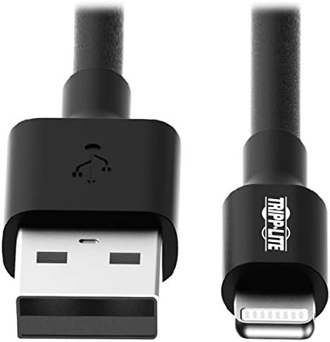 Трип Lite Сертифициран от Apple ПФИ 10-инчов кабел Светкавица за синхронизиране на зареждане на iPhone / iPod/iPad с USB-кабел - Черен (M100-10N-BK)