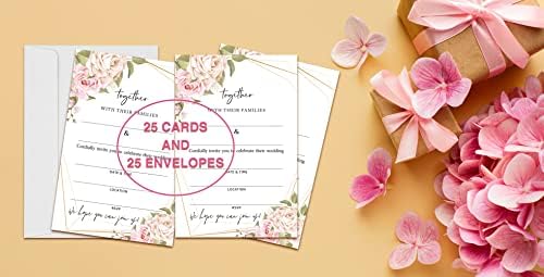 Покани картички за Сватба с цветен модел - Допълващи Картон за сватбени тържества - 25 Картички и 25 Пликове (заедно - 013)