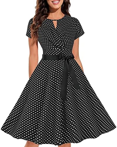 Жена Винтажное един Коктейл рокля на 1950-те години, Есенни рокли в ретро стил за жени, Коктейл Рокля без Ръкави с Принтом в Грах, Трапециевидное Вечерна рокля