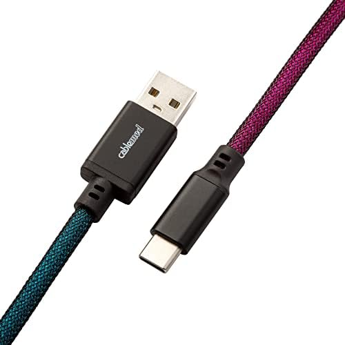 Спирален кабел за клавиатура на CableMod Pro (Dark Rainbow, от USB A до USB Type C, 150 см)