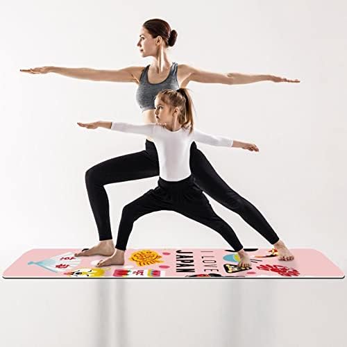 Килимче за йога с дебелина 6 мм, комплект японски символи с Принтом, Екологично Чисти Постелки за упражнения от ТПЭ, Подложка за Пилатес с Йога тренировки, основен фитнес и упражнения на пода, За мъже и Жени