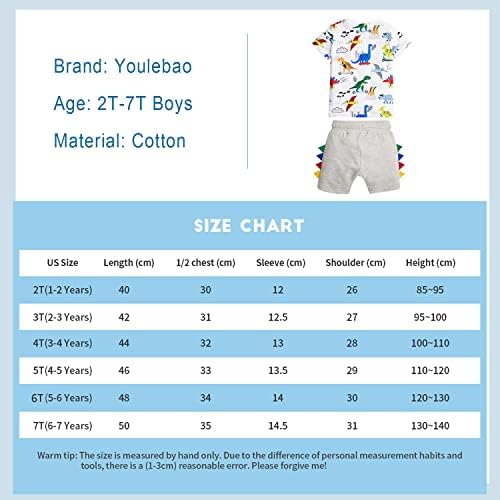 Youlebao / Комплекти от Памучен дрехи За малки Момчета, Тениска с къс ръкав и къси Панталони, Комплект от 2 до 7 години