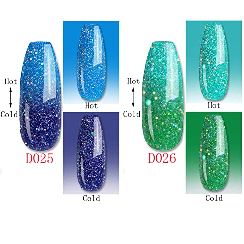 Набор от гелевых лакове за нокти Gouserva, което променя цвета си, Определени за накисване на гел-лак, Определени за промени в температурата, Блестящ Лак за нокти, колек?